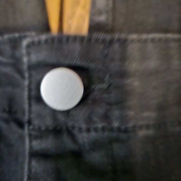 Womens Large Black Button Denim Wide Leg Overalls New - Picture 6 of 7